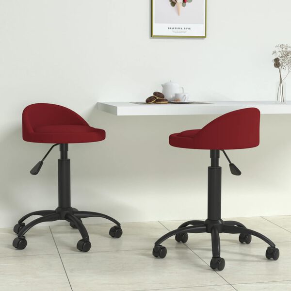 vidaXL Sillas de comedor giratorias 2 unidades terciopelo rojo tinto