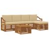 vidaXL Juegos de sof&aacute;s 6 pcs Natural y Beige Madera de Acacia S&oacute;lida