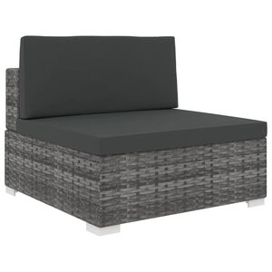 vidaXL Sof&aacute; modular central con cojines rat&aacute;n sint&eacute;tico gris