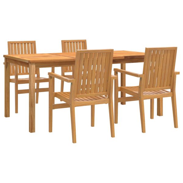 vidaXL Juego de comedor para jard&iacute;n 5 piezas madera maciza de teca
