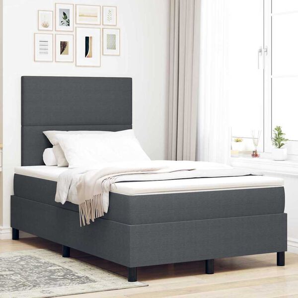vidaXL Cama tipo Box Spring Gris oscuro y blanco 203 x 120 x 128 cm