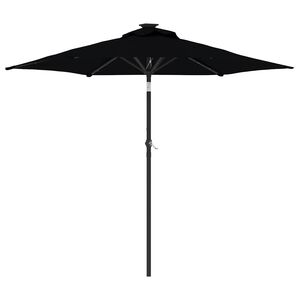 vidaXL Sombrilla jard&iacute;n con luces LED poste acero negro 225x225x212 cm
