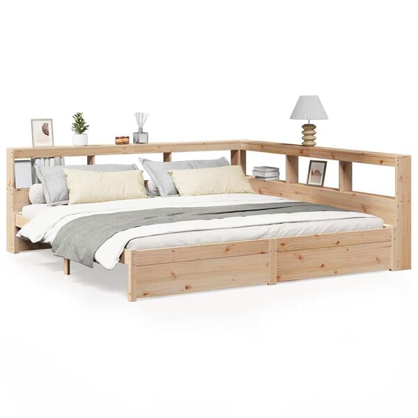 vidaXL Cama con estanter&iacute;a sin colch&oacute;n madera maciza de pino 180x200cm
