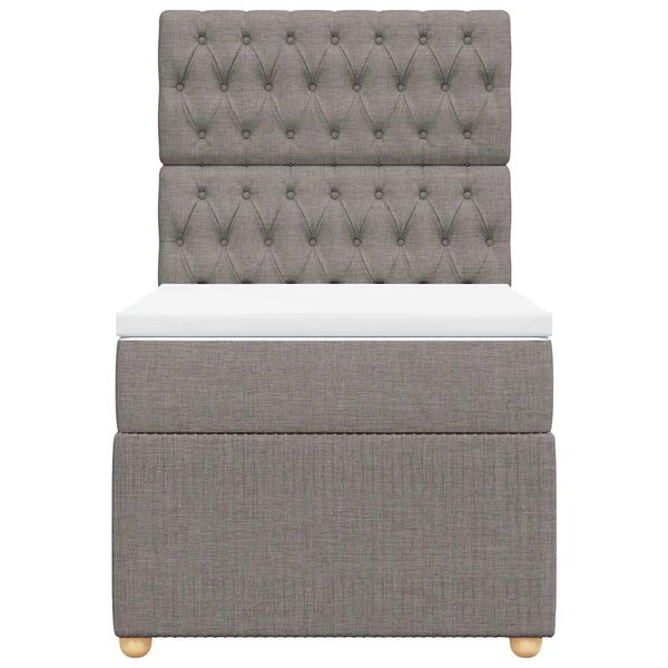vidaXL Cama box spring con colch&oacute;n tela gris taupe 100x200 cm