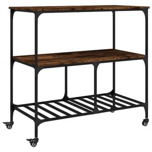 vidaXL Carrito de cocina madera ingenier&iacute;a roble ahumado 100x50x95 cm