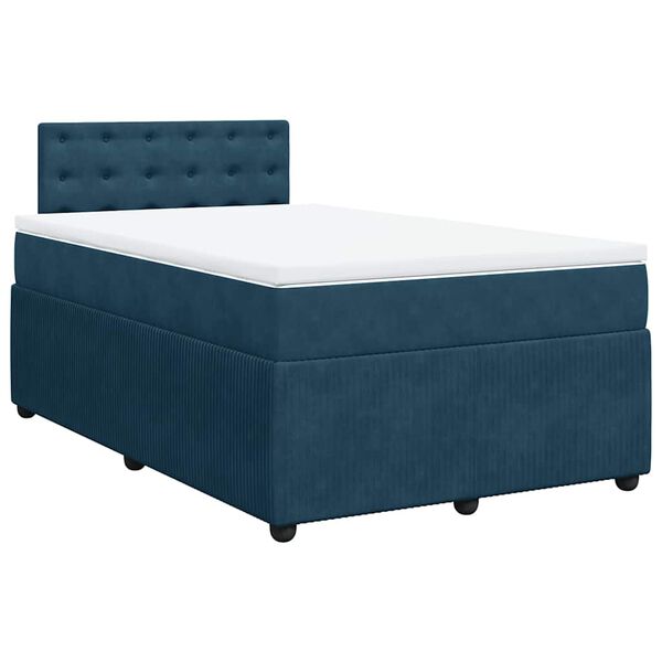 vidaXL Cama box spring con colch&oacute;n terciopelo azul 120x200 cm