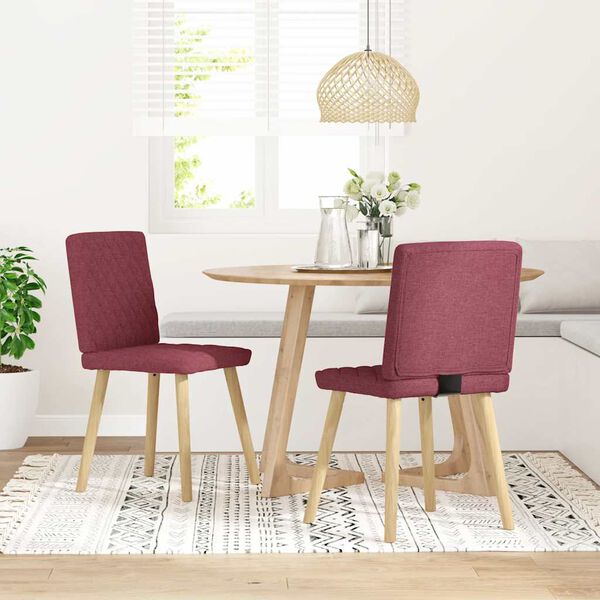 vidaXL Sillas de comedor 2 unidades tela rojo tinto