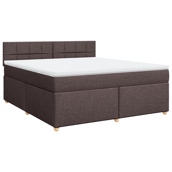 vidaXL Cama box spring con colch&oacute;n tela marr&oacute;n oscuro 180x200 cm