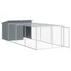 vidaXL Caseta para perro con corral antracita 153x396x110 cm acero galvanizado