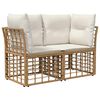 vidaXL Loveseat de exterior 2 pcs Natural y Crema rat&aacute;n sint&eacute;tico