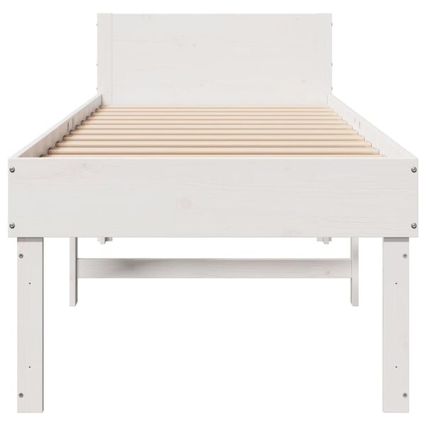 vidaXL Estructura de cama sin colch&oacute;n madera maciza blanca 90x190 cm