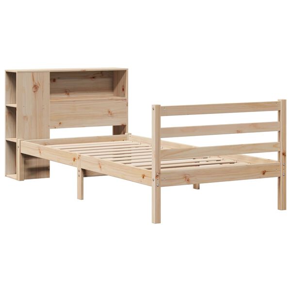 vidaXL Cama con estantería sin colchón madera maciza de pino 90x200 cm