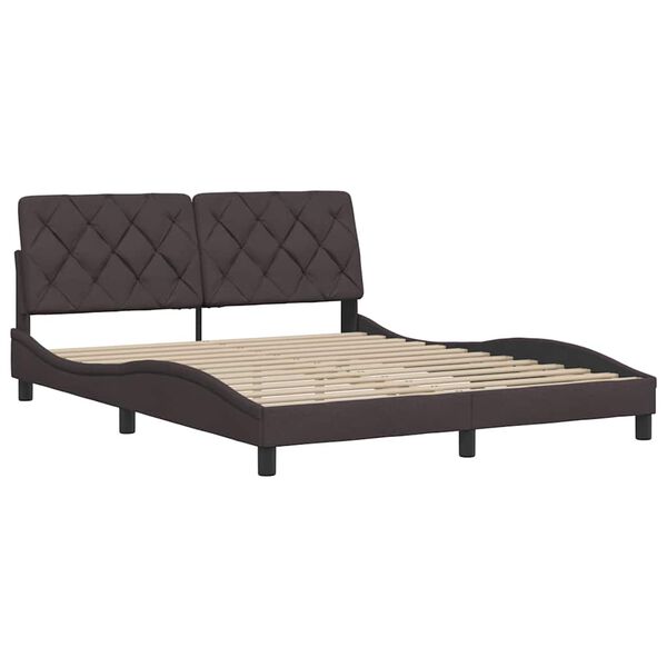 vidaXL Estructura de cama sin colch&oacute;n de tela marr&oacute;n oscuro 160x200 cm