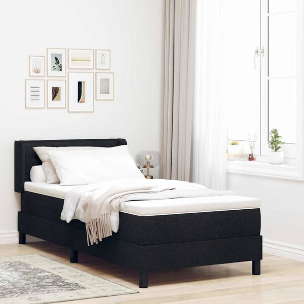 vidaXL Cama tipo Box Spring con cabecera Manual Negro 200 x 80 cm tela