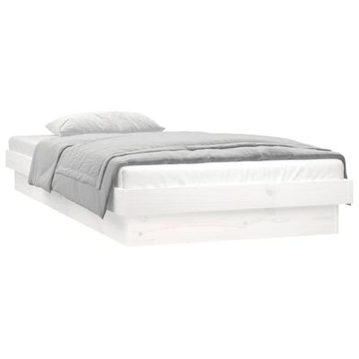 vidaXL Estructura de cama con LED madera maciza blanca 75x190 cm