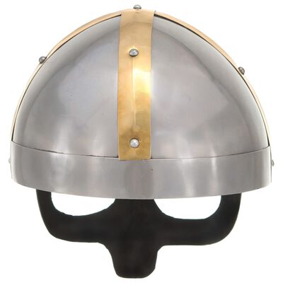 vidaXL Réplica de casco vikingo antiguo LARP acero plateado