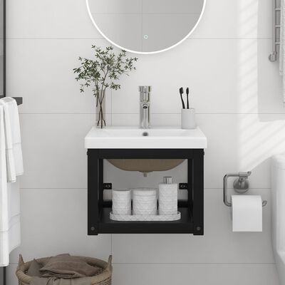 vidaXL Estructura de baño con lavabo incorporado hierro negro