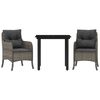 vidaXL Set comedor de jard&iacute;n 3 piezas con cojines rat&aacute;n sint&eacute;tico gris