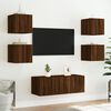 vidaXL Muebles TV pared con LED 6 pzas madera ingeniería marrón roble