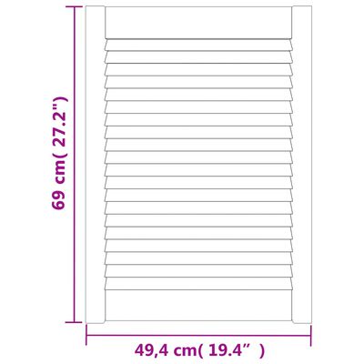 vidaXL Puerta de armario lamas 4 uds madera pino blanco 69x49,4 cm
