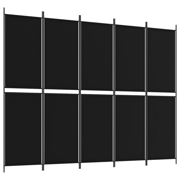 vidaXL Biombo divisor de 5 paneles de tela negro 250x200 cm