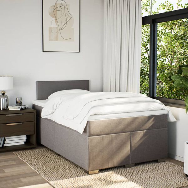 vidaXL Cama box spring con colch&oacute;n tela gris taupe 120x190 cm