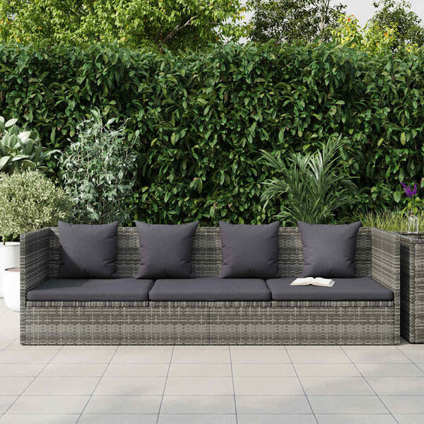 vidaXL Cama de jardín 200x60 cm ratán sintético gris