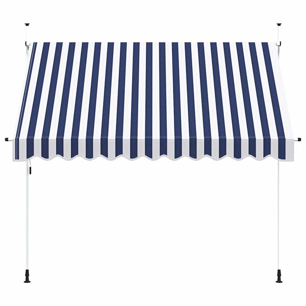 vidaXL Toldo manual retr&aacute;ctil azul y blanco a rayas 300 cm
