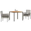 vidaXL Conjunto de Comedor de Jard&iacute;n 3 pcs Gris rat&aacute;n sint&eacute;tico