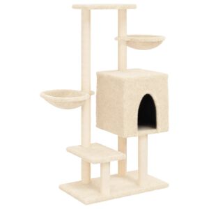 vidaXL Rascador para gatos con postes de sisal color crema 117 cm