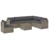 vidaXL Set de muebles de jard&iacute;n 8 pzas y cojines rat&aacute;n sint&eacute;tico gris