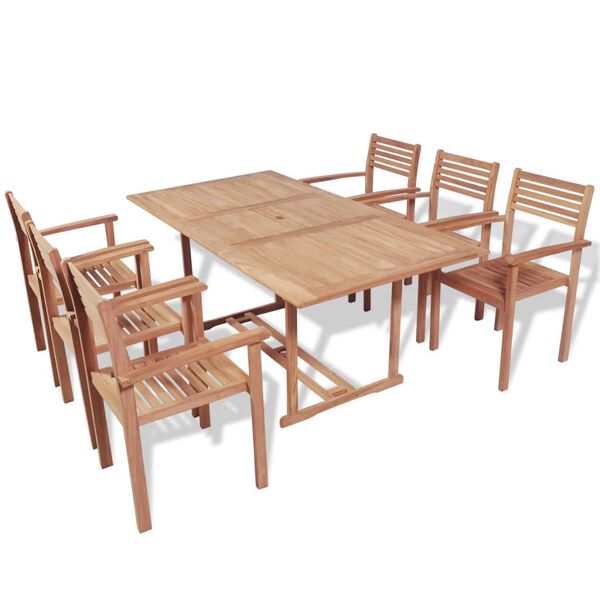 vidaXL Set de comedor exterior 7 piezas de madera maciza de teca