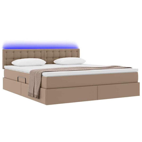 vidaXL Cama con almacenamiento y LED con LED Capuchino 160 x 200 cm