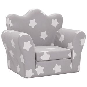 vidaXL Sof&aacute; cama de ni&ntilde;os felpa suave gris claro con estrellas