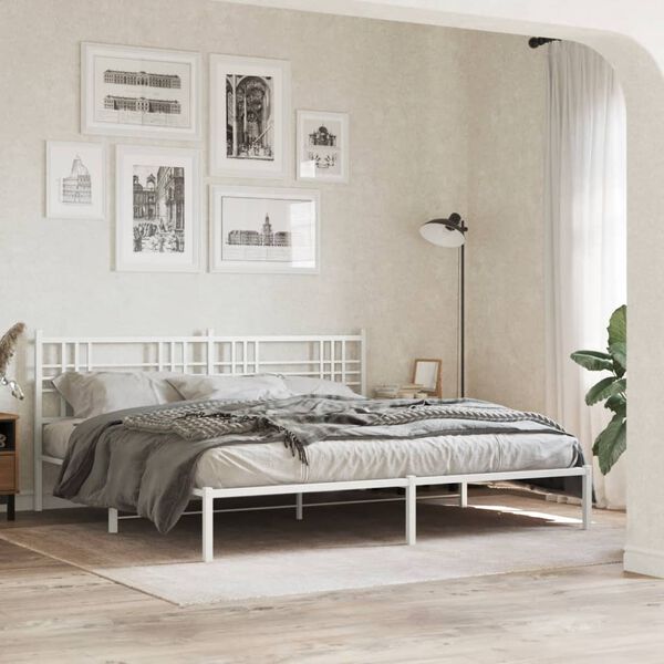 vidaXL Estructura cama sin colchón con cabecero metal blanco 193x203cm