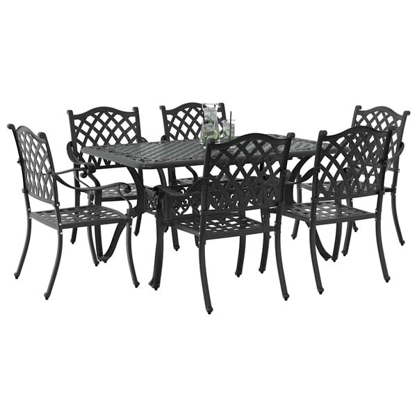 vidaXL Conjunto de Comedor de Jard&iacute;n 7 pcs Negro Aluminio