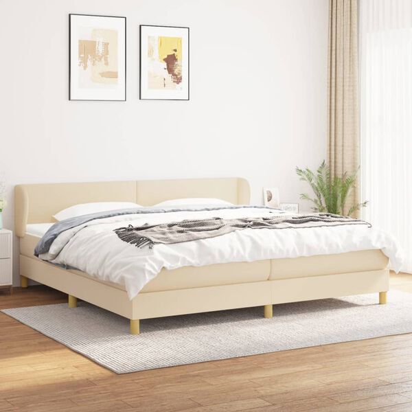 vidaXL Cama box spring con colch&oacute;n tela color crema 200x200 cm