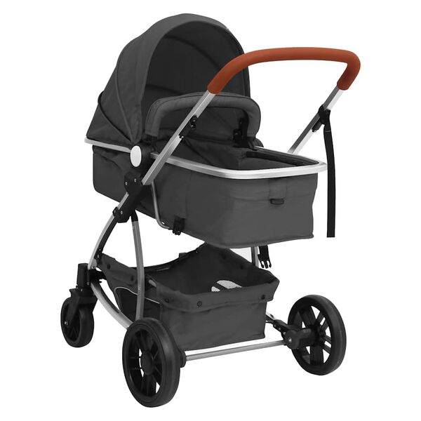 vidaXL Carrito de beb&eacute;s 2 en 1 de aluminio gris oscuro
