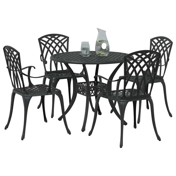 vidaXL Conjunto de Comedor de Jard&iacute;n 5 pcs Negro Aluminio