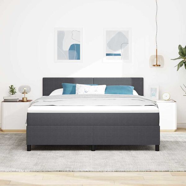 vidaXL Cama Box Spring LED Gris Oscuro y 180 x 200 cm Tela de Pana