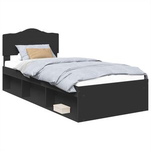 vidaXL Estructura de cama Negro 75 x 190 cm Madera de pino macizo