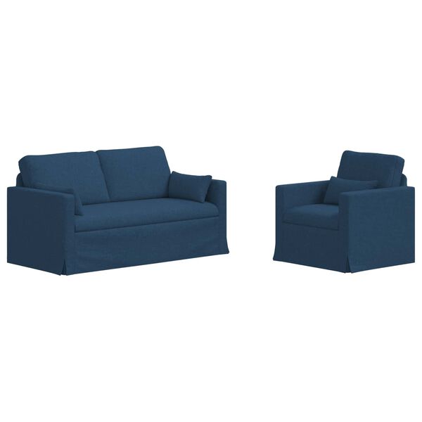 vidaXL Sof&aacute; 2 pcs Azul 158 x 78 x 80 cm tela