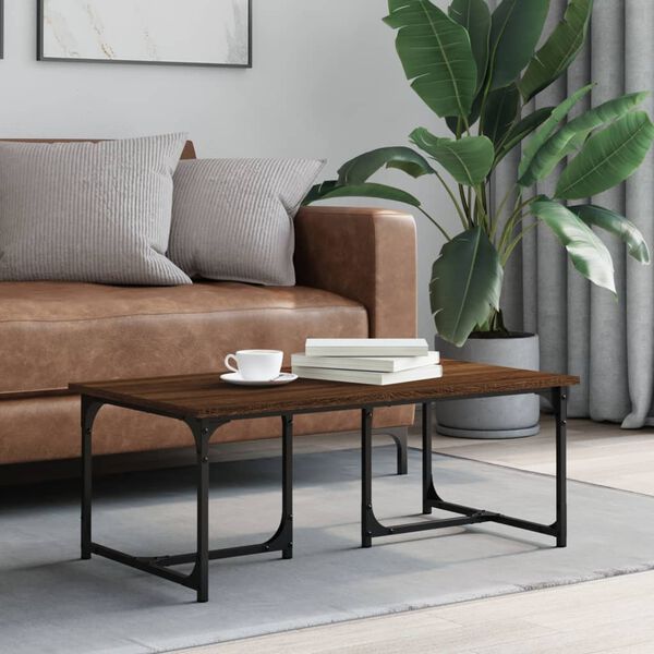 vidaXL Mesa de centro madera contrachapada roble marr&oacute;n 90x50x35 cm