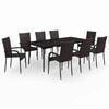 vidaXL Juego de comedor para jard&iacute;n 9 piezas marr&oacute;n y negro