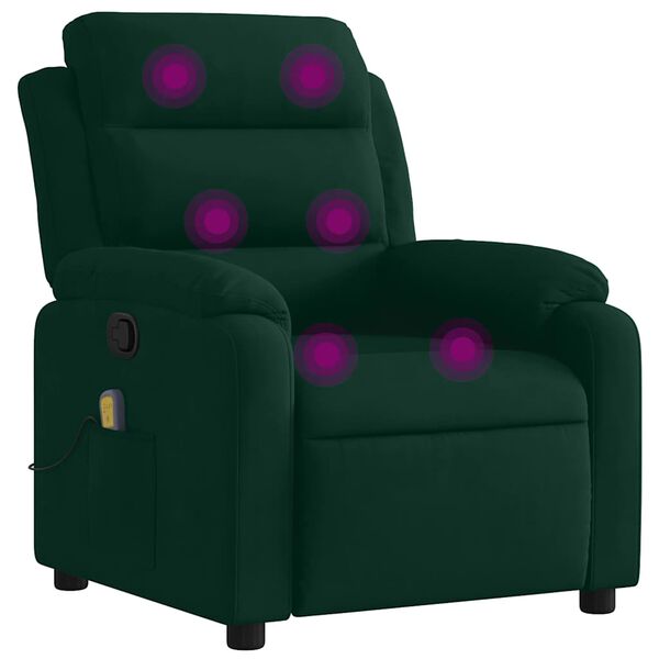 vidaXL Sill&oacute;n de masaje reclinable de terciopelo verde oscuro