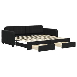 vidaXL Sof&aacute; cama nido con cajones terciopelo negro 90x200 cm