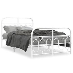 vidaXL Estructura cama sin colch&oacute;n con estribo metal blanco 120x190 cm