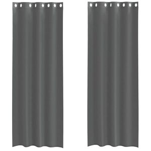 vidaXL Cortinas de gasa con ojales 2 uds gris oscuro 140x260 cm