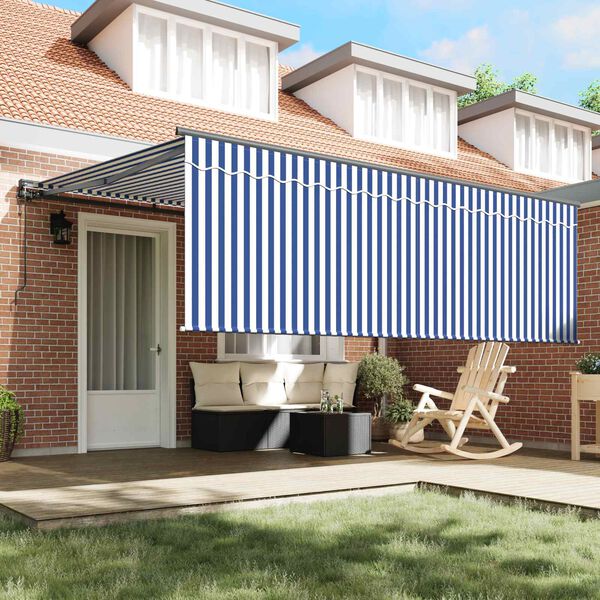 vidaXL Toldo Retr&aacute;ctil Azul y 400 x 300 cm Poli&eacute;ster y Aluminio