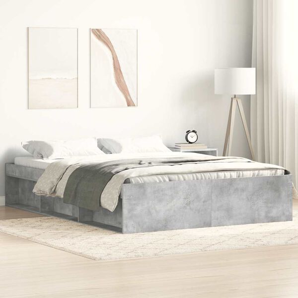 vidaXL Estructura de cama gris hormig&oacute;n 140x190 cm